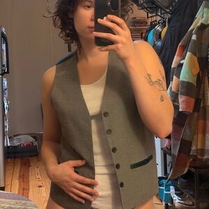 Lady and Butler Gray and Dark Green Tailored Vest